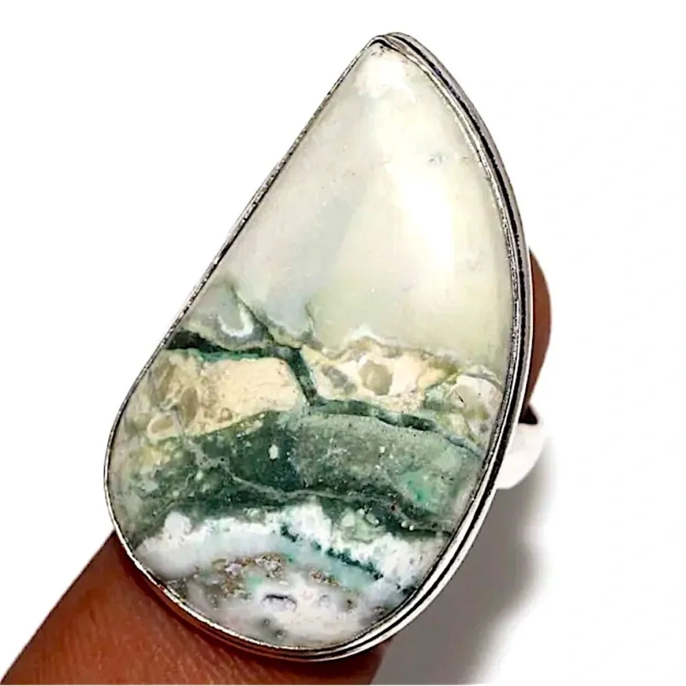 Sterling Silver Handmade Scheelite Ring Rough Gemstone Ethnic